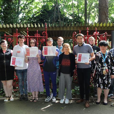 Graduates at Strawberry Field Steps to Work programme with John Lennon's sister Julia Baird